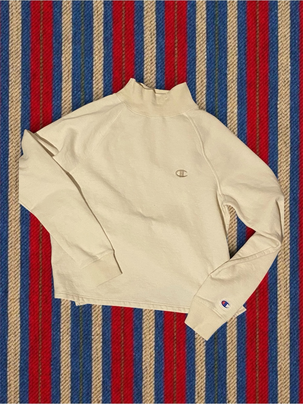 Champion Cream Mock Neck Turtleneck Pullover